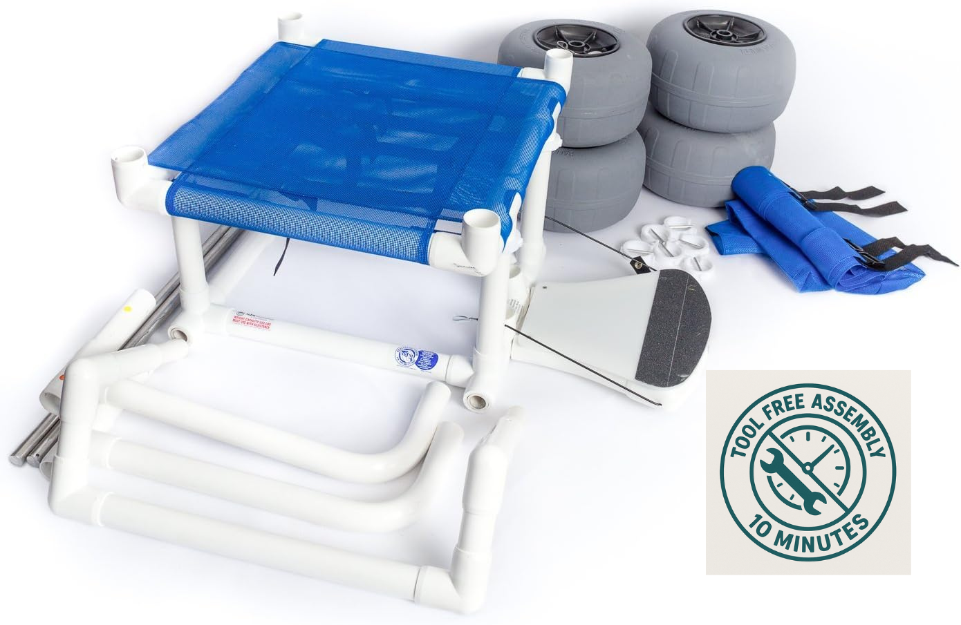 Beach Wheelchair, 12" Balloon Tires for Soft Sand, Easily Disassembles - WC-1