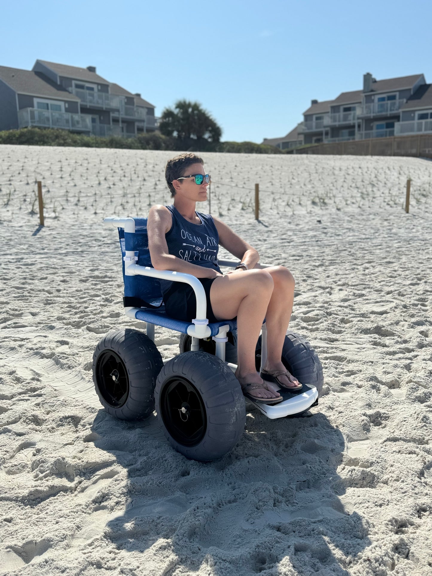 Beach Wheelchair, 16" Balloon Tires for Soft Sand, Easily Disassembles - WC-16