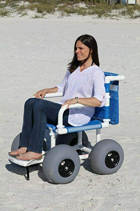 Beach Wheelchair, 12" Balloon Tires for Soft Sand, Easily Disassembles - WC-1